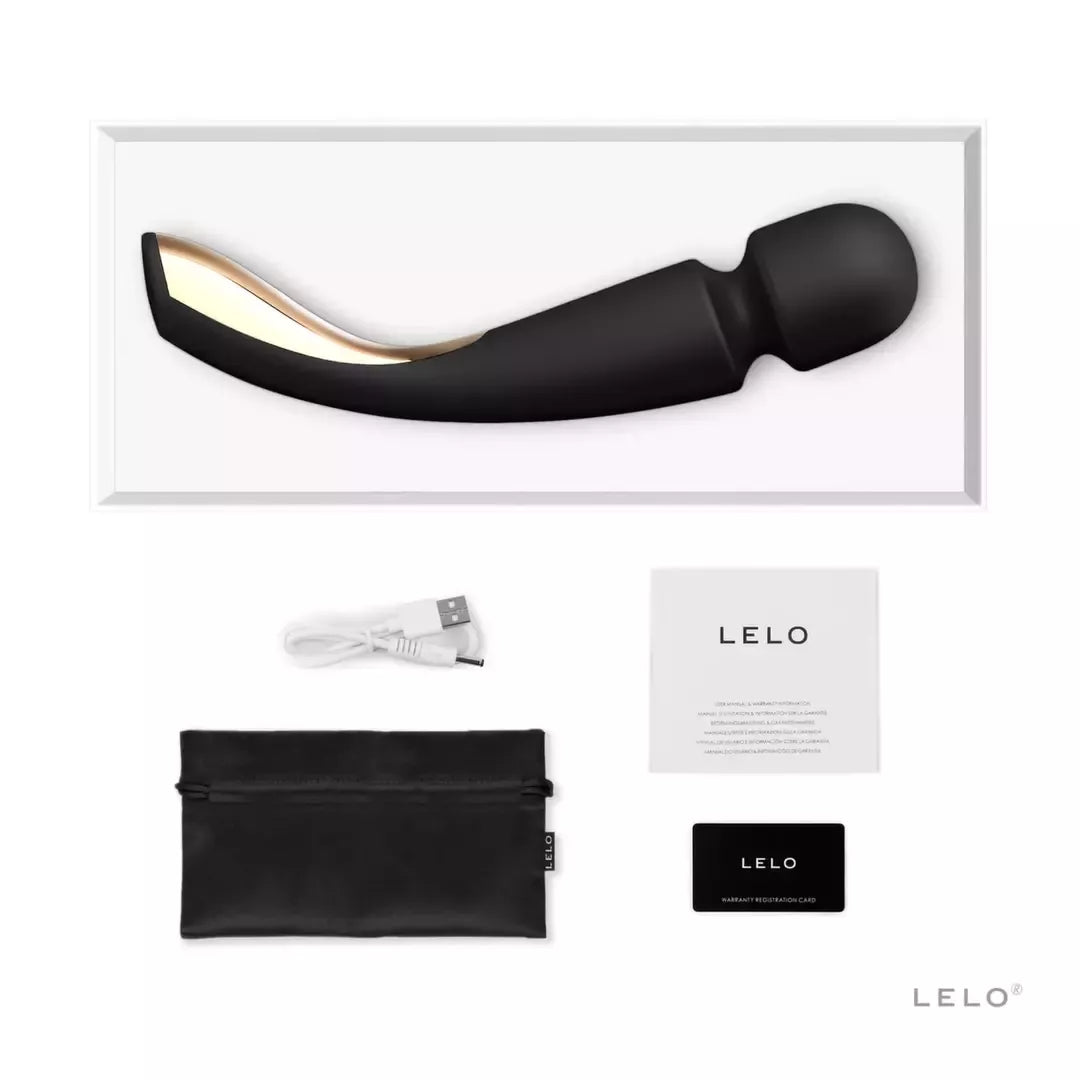 LELO Smart Wand 2 Medium Black – įkraunamas viso kūno masažuoklis, 10 režimų