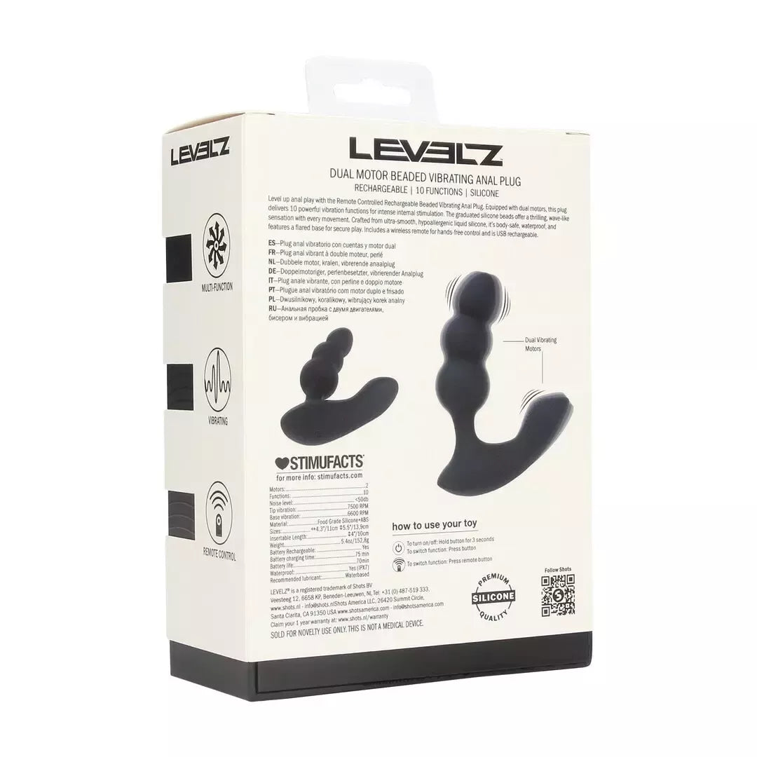 LEVELZ Revo Dual Motor belaidžiu nuotolinio valdymo pulteliu valdomas silikoninis prostatos stimuliatorius, juodas
