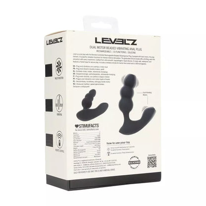LEVELZ Revo Dual Motor belaidžiu nuotolinio valdymo pulteliu valdomas silikoninis prostatos stimuliatorius, juodas
