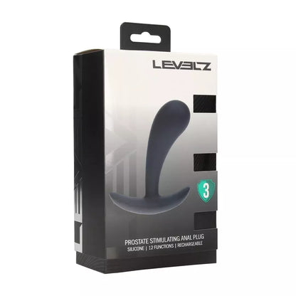 LEVELZ vibruojantis silikoninis prostatos masažuoklis, vidutinio dydžio, juodas, ergonomiškas