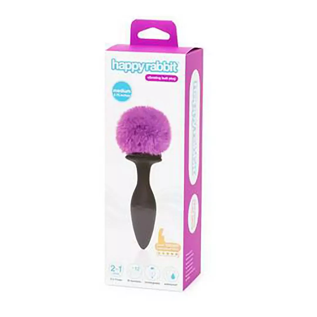 Lovehoney Happy Rabbit vibruojantis analinis kaištis su dirbtinio kailio uodegėle, įkraunamas USB