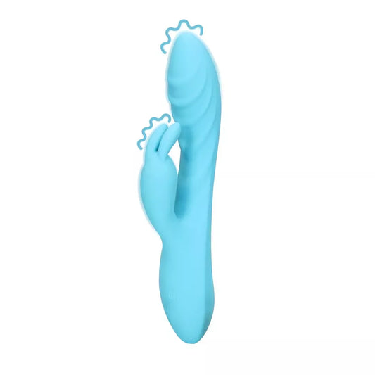 Loveline briaunuotas itin švelnus silikoninis triušio formos vibratorius Glacial Blue