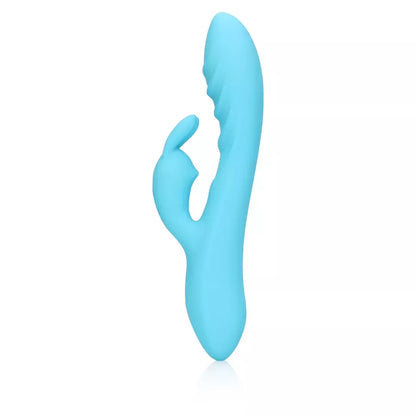 Loveline briaunuotas itin švelnus silikoninis triušio formos vibratorius Glacial Blue