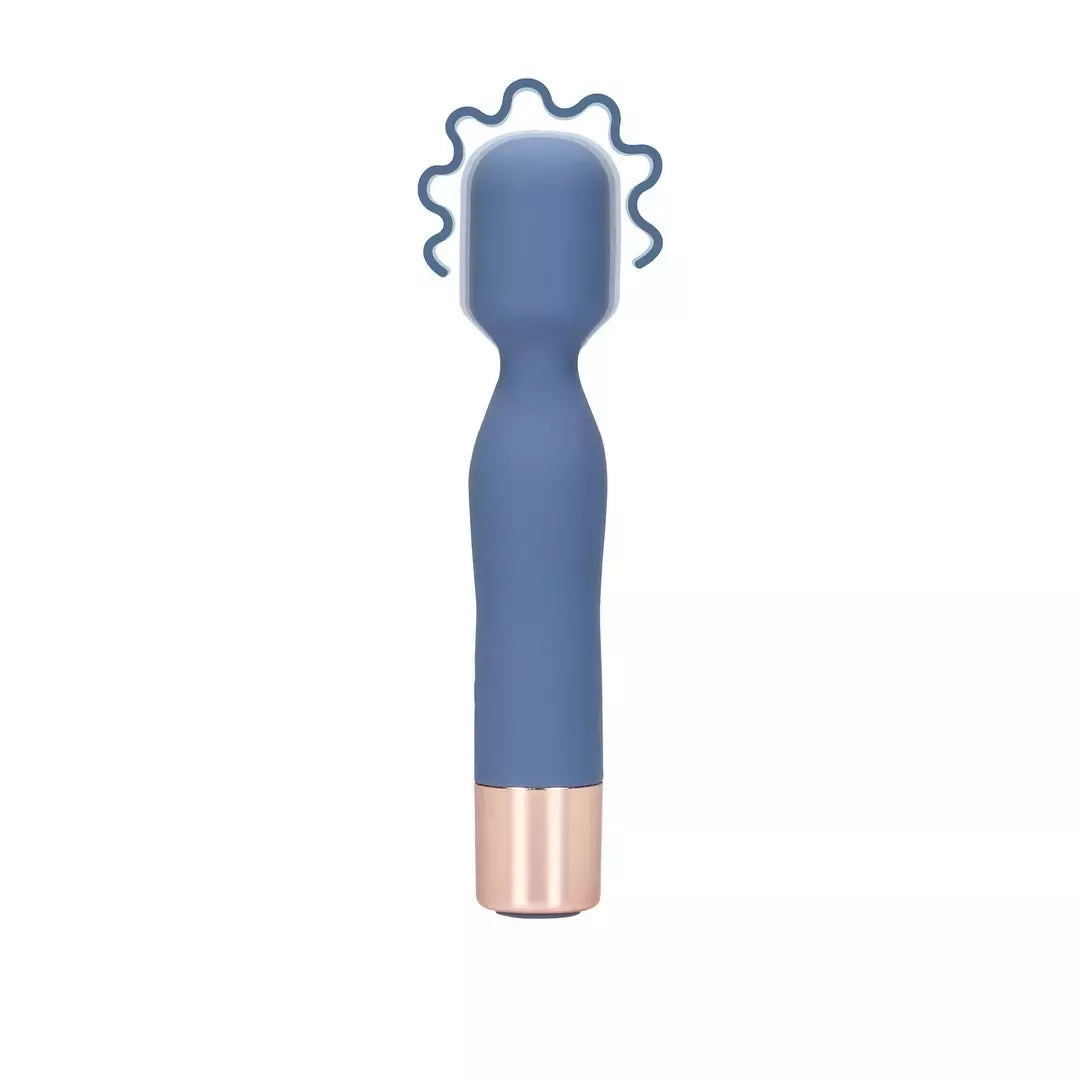Loveline Mini Wand Blue Horizon – kompaktiškas briaunotas asmeninis masažuoklis