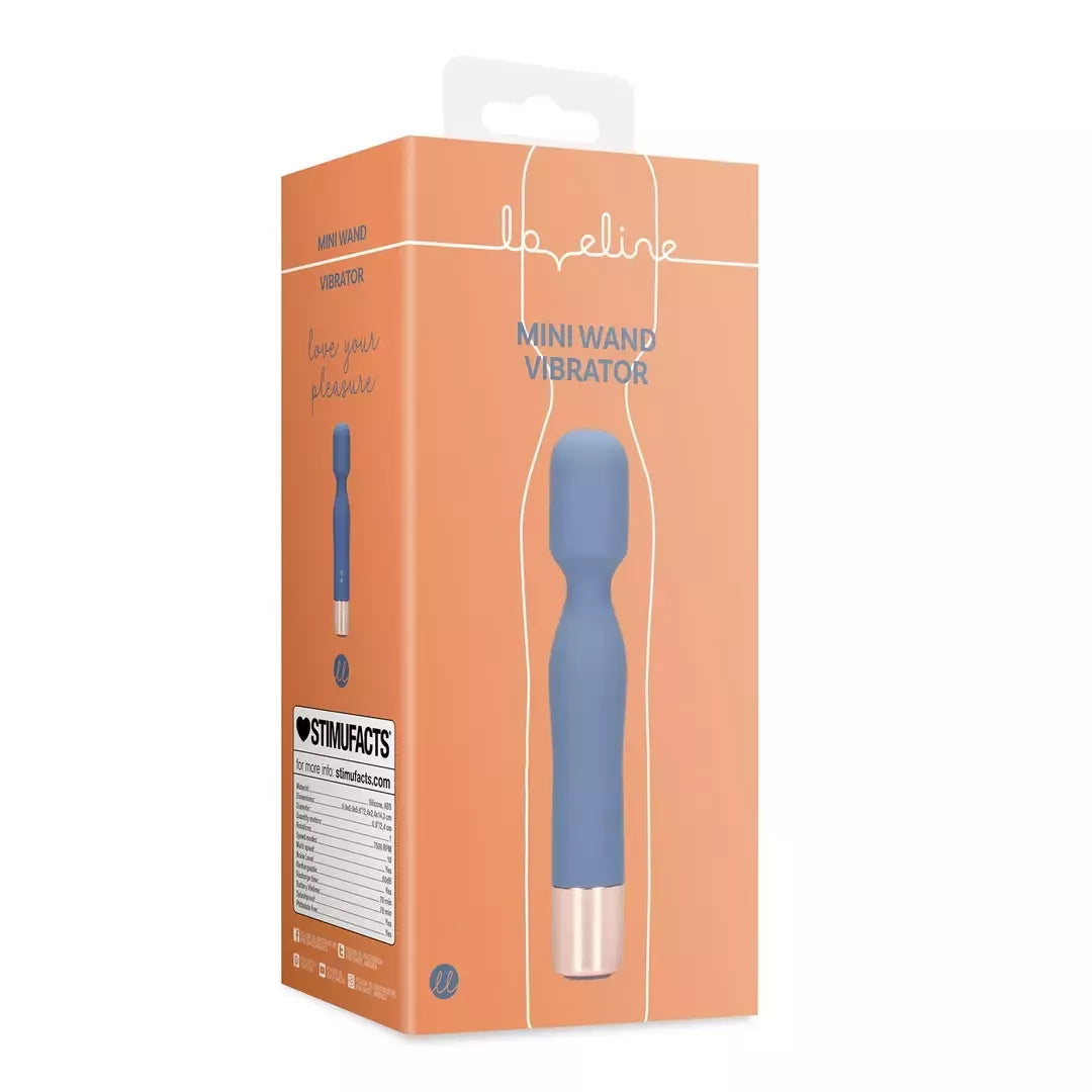 Loveline Mini Wand Blue Horizon – kompaktiškas briaunotas asmeninis masažuoklis
