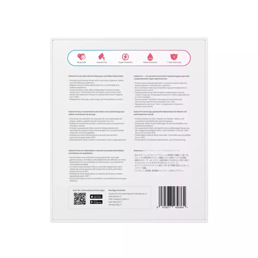 Lovense Solace Pro automatinis stūmoklinis įrenginys, juodas, 6 cm diapazonas