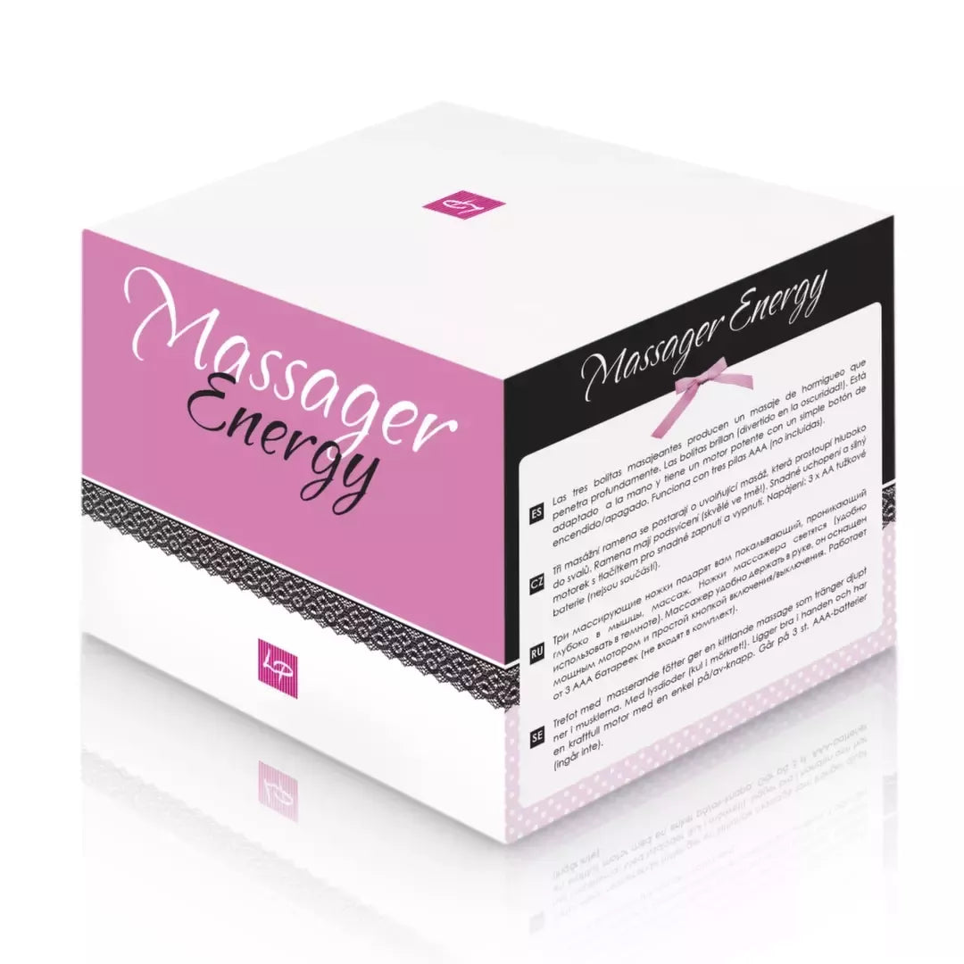 LoversPremium Energy Massager Compact Model su šviečiančiais rutuliukais 9x10cm