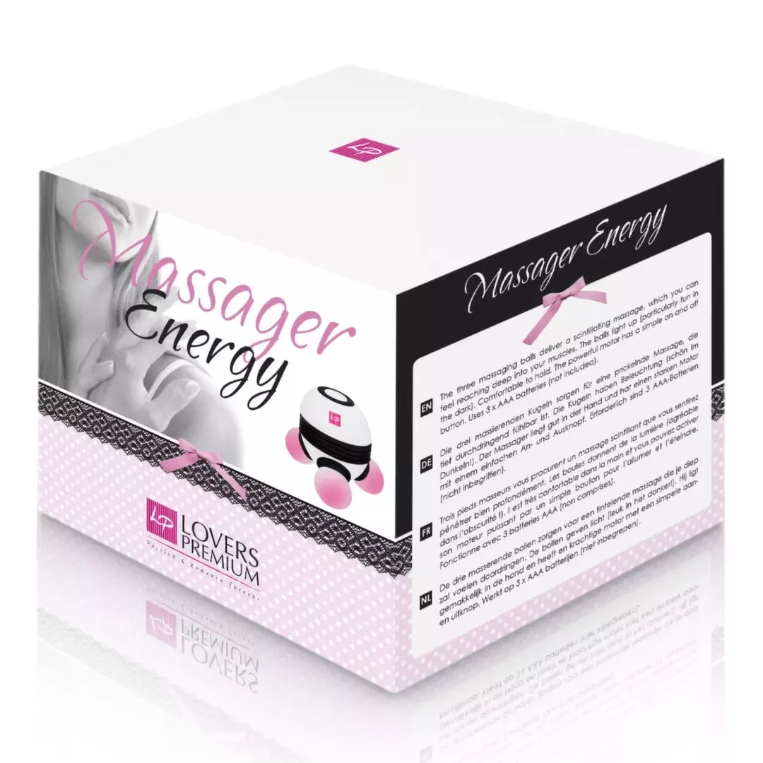 LoversPremium Energy Massager Compact Model su šviečiančiais rutuliukais 9x10cm