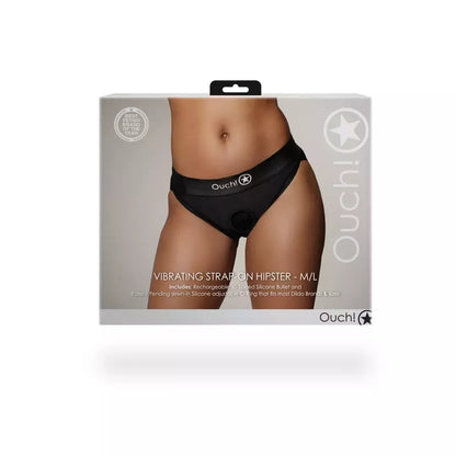 Loving Joy Vibrating Hipster Harness M/L juodi – nėriniuotas atviras dizainas ir kulka