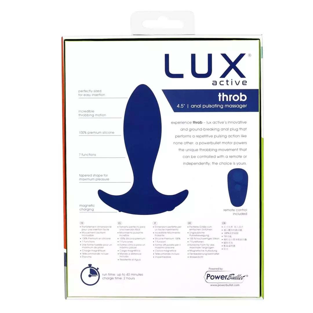 Lux Active Throb nuotoliniu būdu valdoma pulsuojanti silikoninė analinė sistema 11,4 cm
