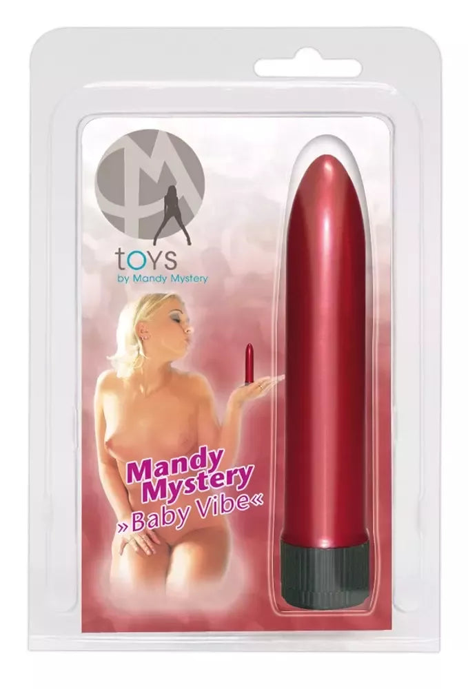 Mandy Mystery Baby Vibe Red 13 cm daugiafunkcis asmeninis masažuoklis