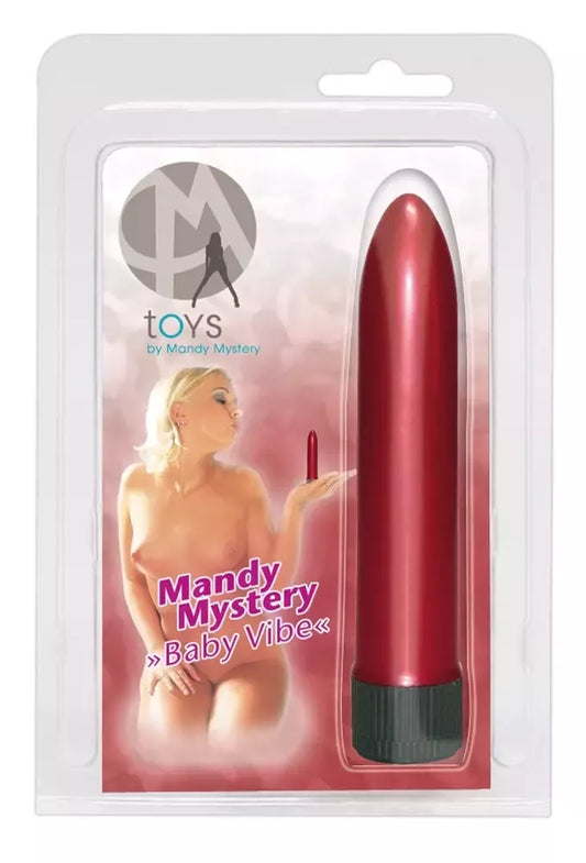Mandy Mystery Baby Vibe Red 13 cm daugiafunkcis asmeninis masažuoklis