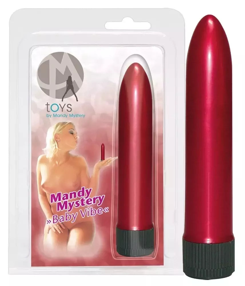 Mandy Mystery Baby Vibe Red 13 cm daugiafunkcis asmeninis masažuoklis