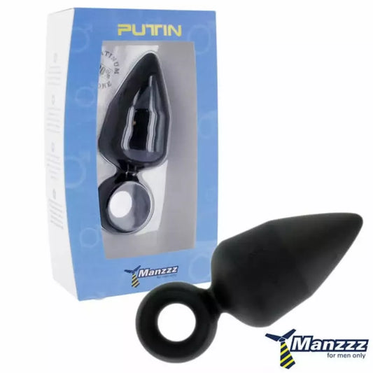 ManzzzToys Putin Black didelis silikoninis kamštis 12 cm atsparus vandeniui – juodas