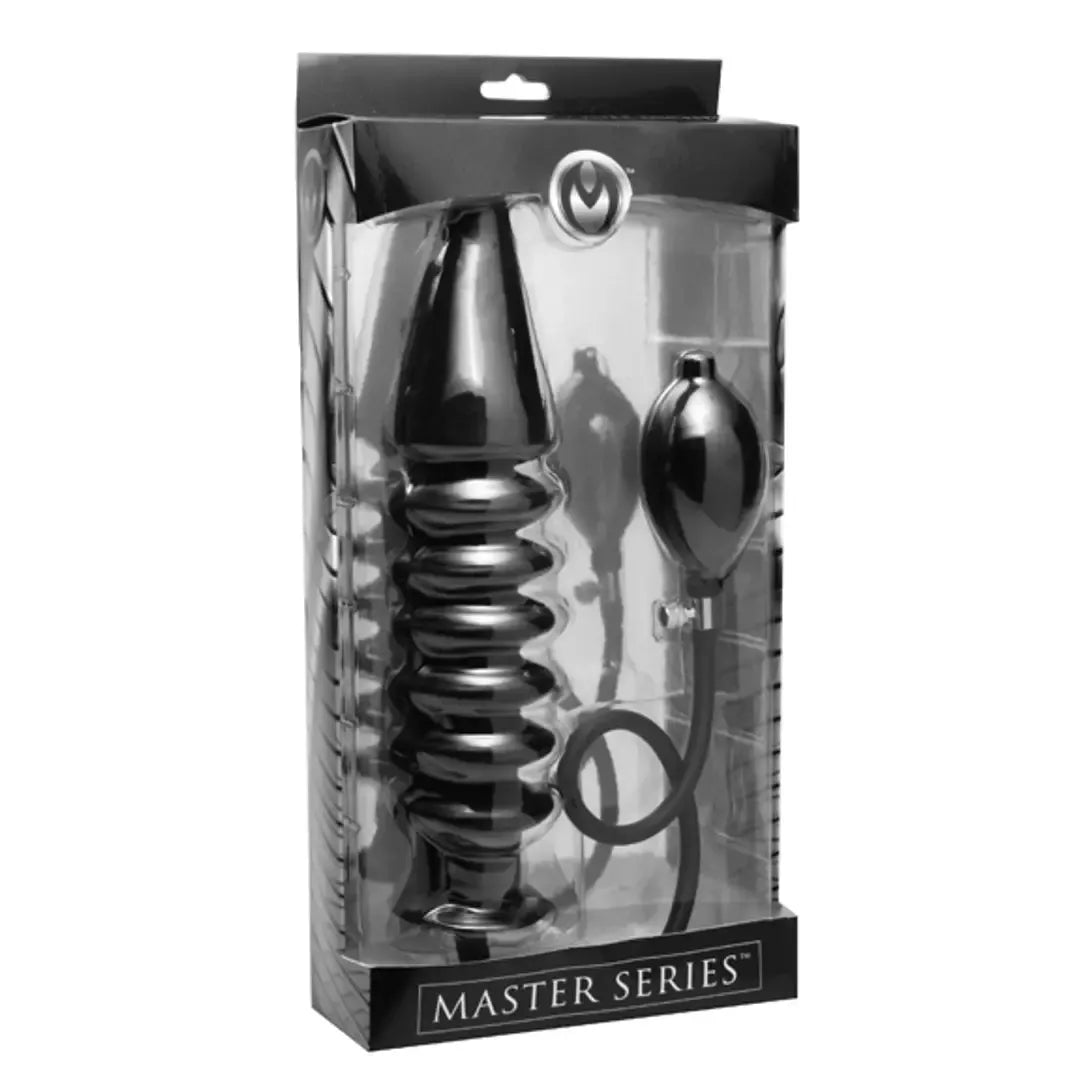 Master Series Accordion Inflatable Plug XL - reguliuojamo dydžio, juodas