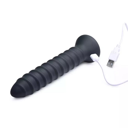 Master Series Power Screw silikoninis spiralinis vibratorius, juodas, 20 cm