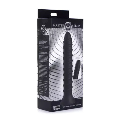 Master Series Power Screw silikoninis spiralinis vibratorius, juodas, 20 cm