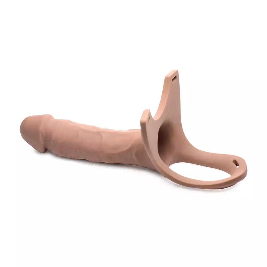 Master Series tuščiaviduris silikoninis strap-on diržas, šviesus, 25,6 cm