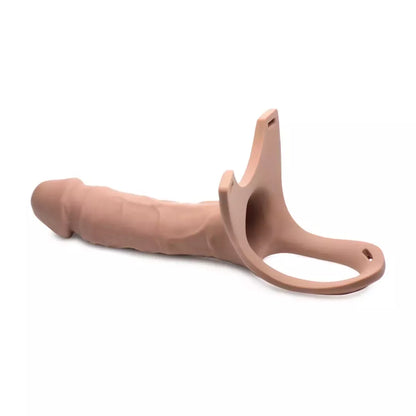 Master Series tuščiaviduris silikoninis strap-on diržas, šviesus, 25,6 cm