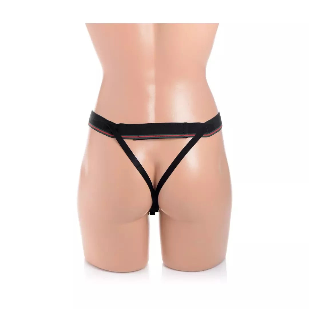 Master Series tuščiaviduris silikoninis strap-on diržas, šviesus, 25,6 cm
