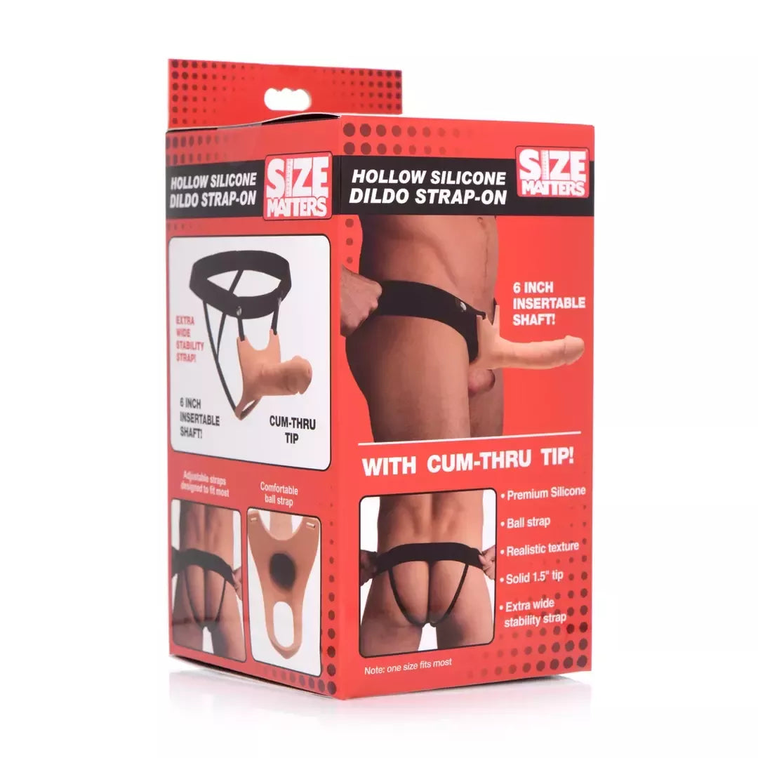 Master Series tuščiaviduris silikoninis strap-on diržas, šviesus, 25,6 cm