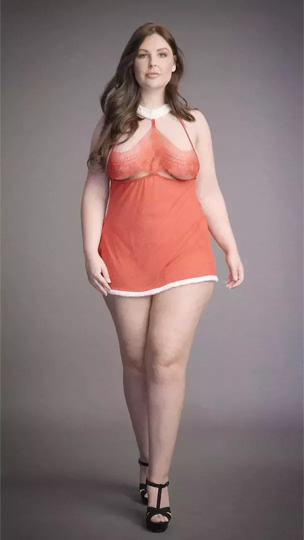 Merry Plus Size Babydoll rinkinys – sodriai raudona, reguliuojamas, 1X-3XL