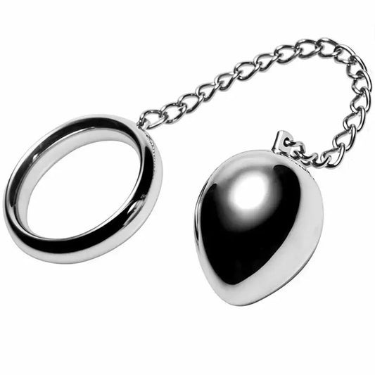 METAL HARD nerūdijančio plieno žiedas 40 mm su 17 cm grandinėle ir 40 mm rutuliuku