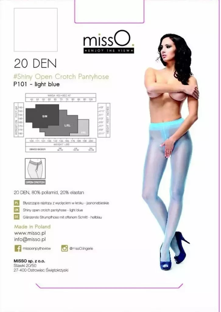 MissO P101 pusiau permatomos pėdkelnės su patogia anga, šviesiai mėlynos, L/XL