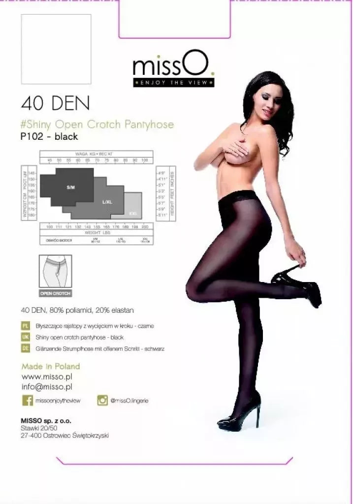MissO P102 juodos L/XL dydžio pėdkelnės su patogia anga, 40 DEN