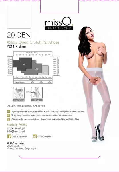 MissO P211 permatomos sidabrinės pėdkelnės su atviru klynu L/XL