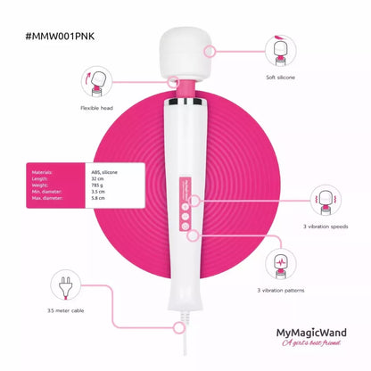 MyMagicWand Pink – Galingas kelių greičių elektrinis masažuoklis su 6 režimais