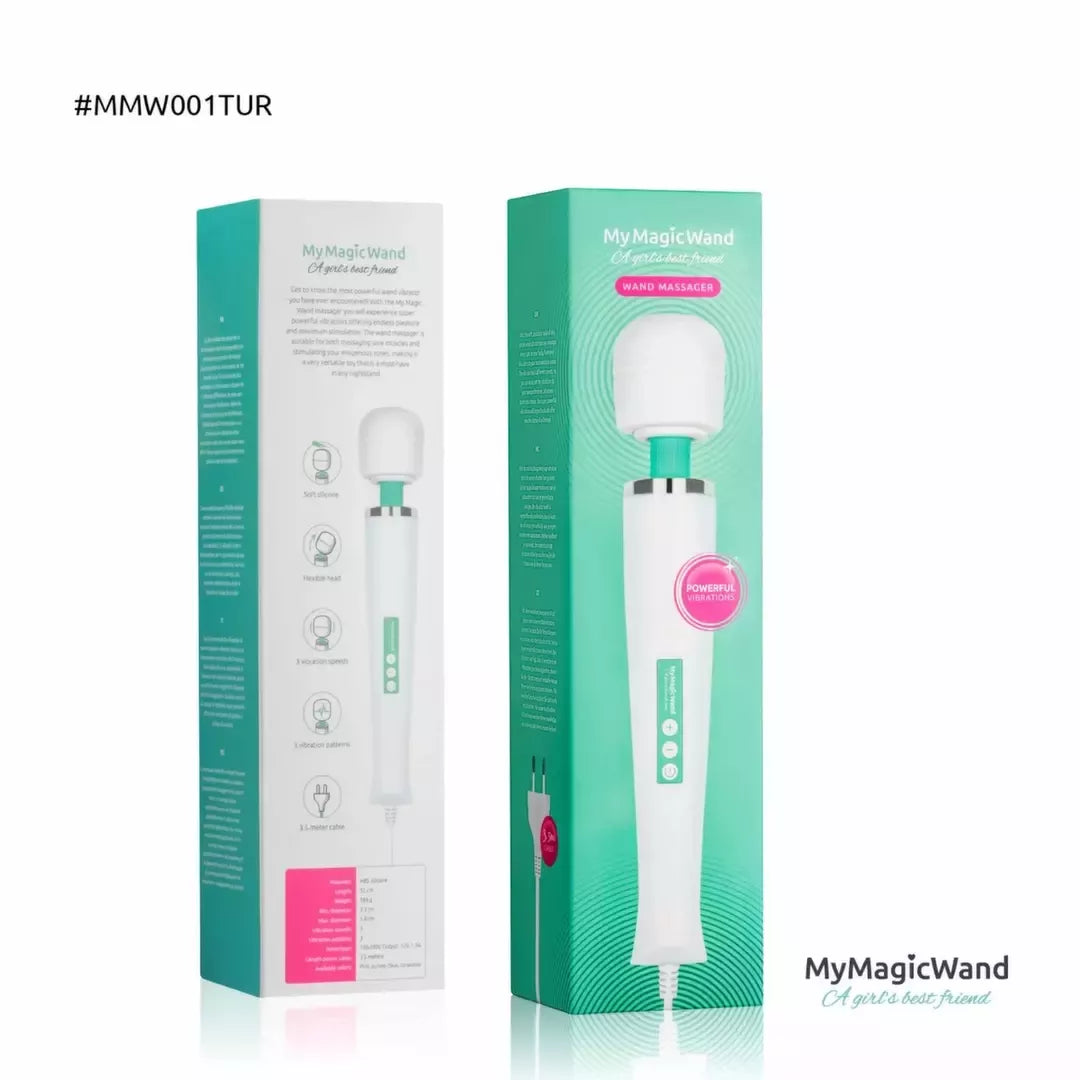 MyMagicWand Turquoise – galingas kelių greičių masažuoklis, EU kištukas
