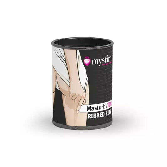Mystim MasturbaTIN Ribbed Rita – intymus kompaktiškas prietaisas, baltas, 12 cm