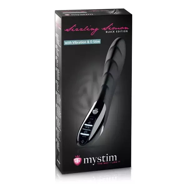 Mystim Sizzling Simon Black – dvigubo poveikio intymumo sistema, 27 cm