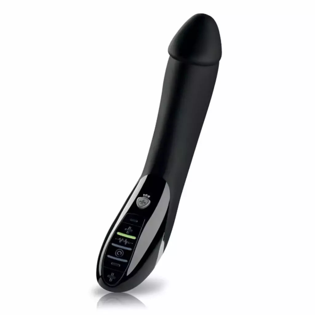 Mystim Tickling Truman Intimate System juodas 27 cm – dvigubo veikimo ir E-Stim vibratorius