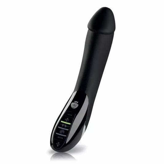 Mystim Tickling Truman Intimate System juodas 27 cm – dvigubo veikimo ir E-Stim vibratorius
