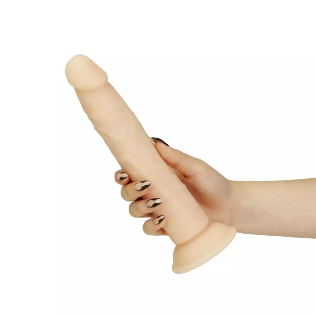 Naked Addiction silikoninė lanksti sistema, dviejų sluoksnių, vanilės spalvos, 22,8 cm