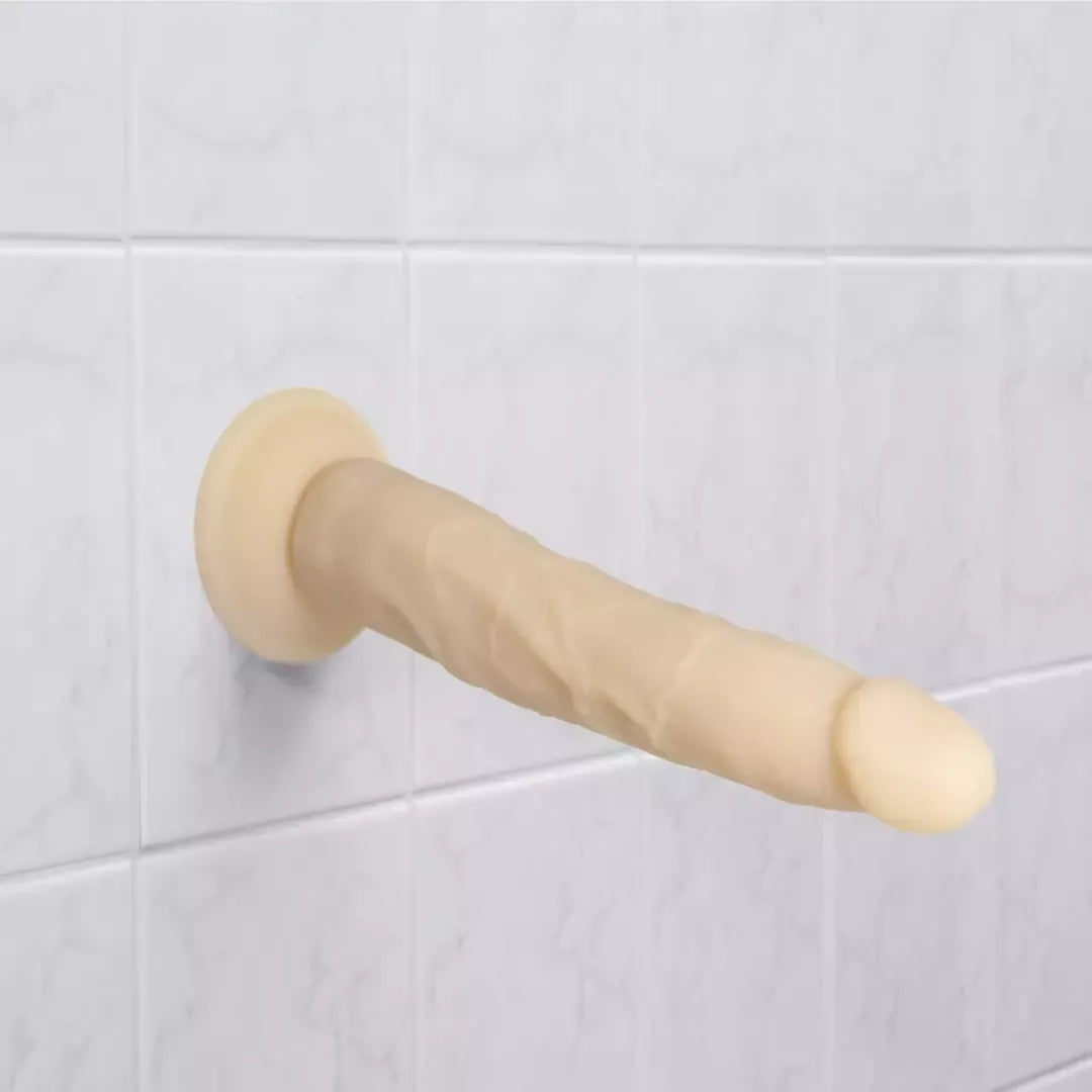 Naked Addiction silikoninė lanksti sistema, dviejų sluoksnių, vanilės spalvos, 22,8 cm