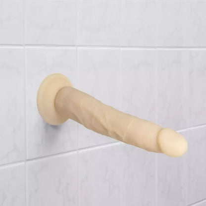 Naked Addiction silikoninė lanksti sistema, dviejų sluoksnių, vanilės spalvos, 22,8 cm
