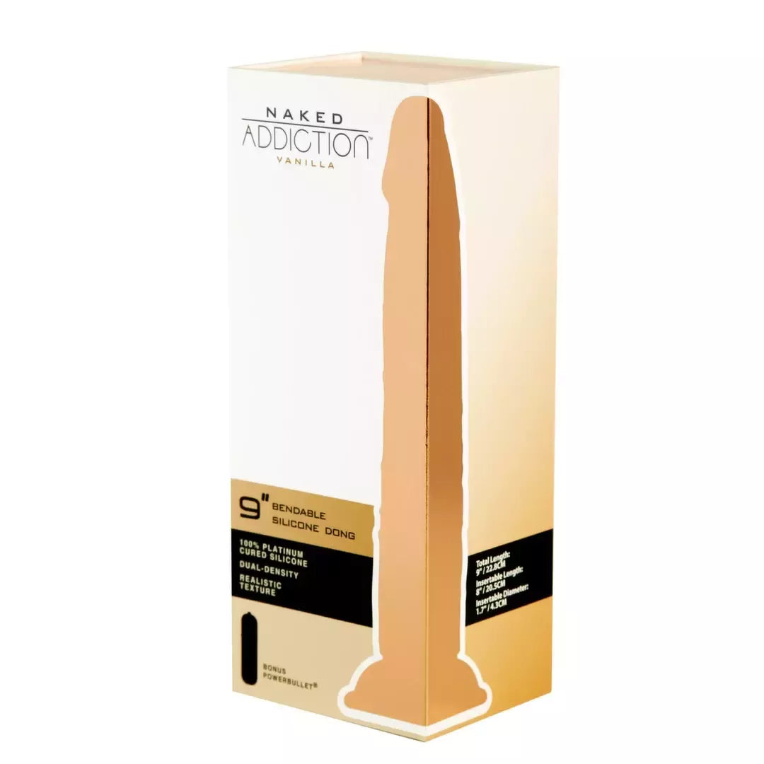 Naked Addiction silikoninė lanksti sistema, dviejų sluoksnių, vanilės spalvos, 22,8 cm