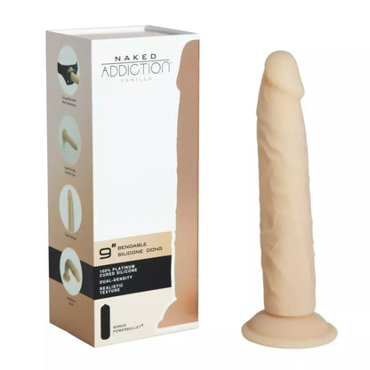 Naked Addiction silikoninė lanksti sistema, dviejų sluoksnių, vanilės spalvos, 22,8 cm