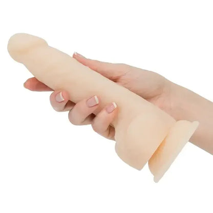 Naked Addiction Thrusting Machine 23 cm vanilės spalvos silikoninis vibratorius su nuotolinio valdymo pulteliu