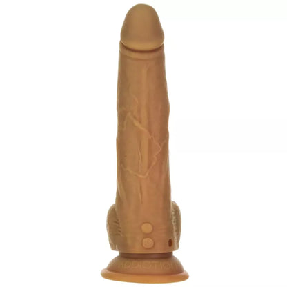 Naked Addiction Thrusting Model 23 cm karamelės spalvos nuotoliniu būdu valdomas silikoninis vibratorius
