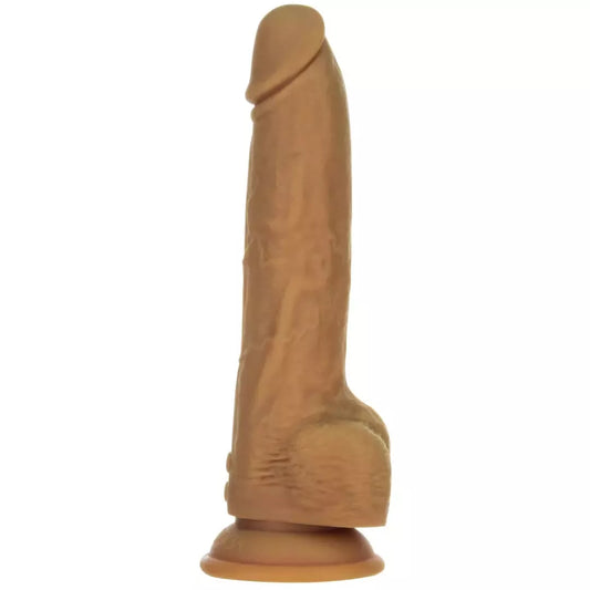 Naked Addiction Thrusting Model 23 cm karamelės spalvos nuotoliniu būdu valdomas silikoninis vibratorius