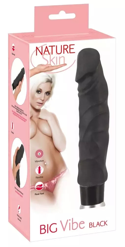 Nature Skin Big Vibe Black lankstus vibruojantis modelis, 23 cm, TPR