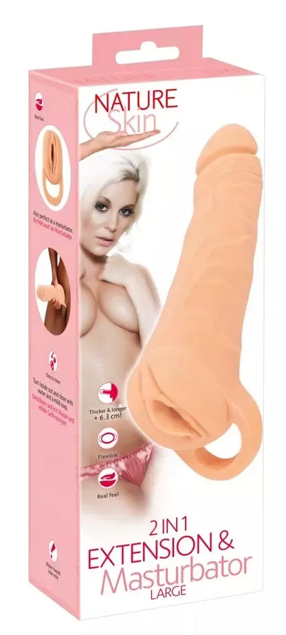 Nature Skin Extension & Intimate System Large, lankstus TPE, 18,5 cm