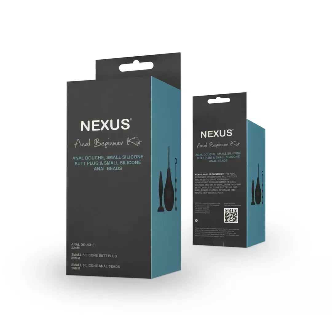 Nexus Anal Beginner Kit – silikoninis pradedančiųjų rinkinys su klizmos pompa, kaiščiu ir karoliukais