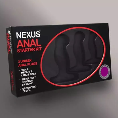 Nexus Anal Kit – 3 silikoninių intymių treniruočių kamščių rinkinys, juodas
