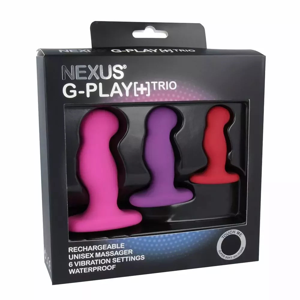 Nexus G-Play Plus Trio Set – 3 dalių silikoninių vibratorių rinkinys, juodas