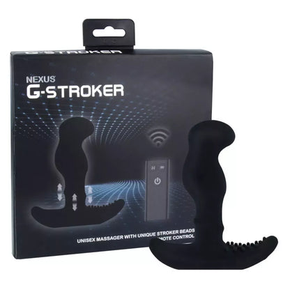 Nexus G-Stroker Black intymus masažuoklis su nuotolinio valdymo pulteliu, silikoninis, 12 cm